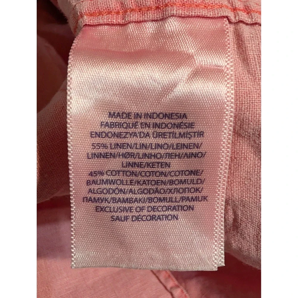 Ralph Lauren Boys XL 18-20 Pink Linen Cotton Short Sleeve Button Down Shirt